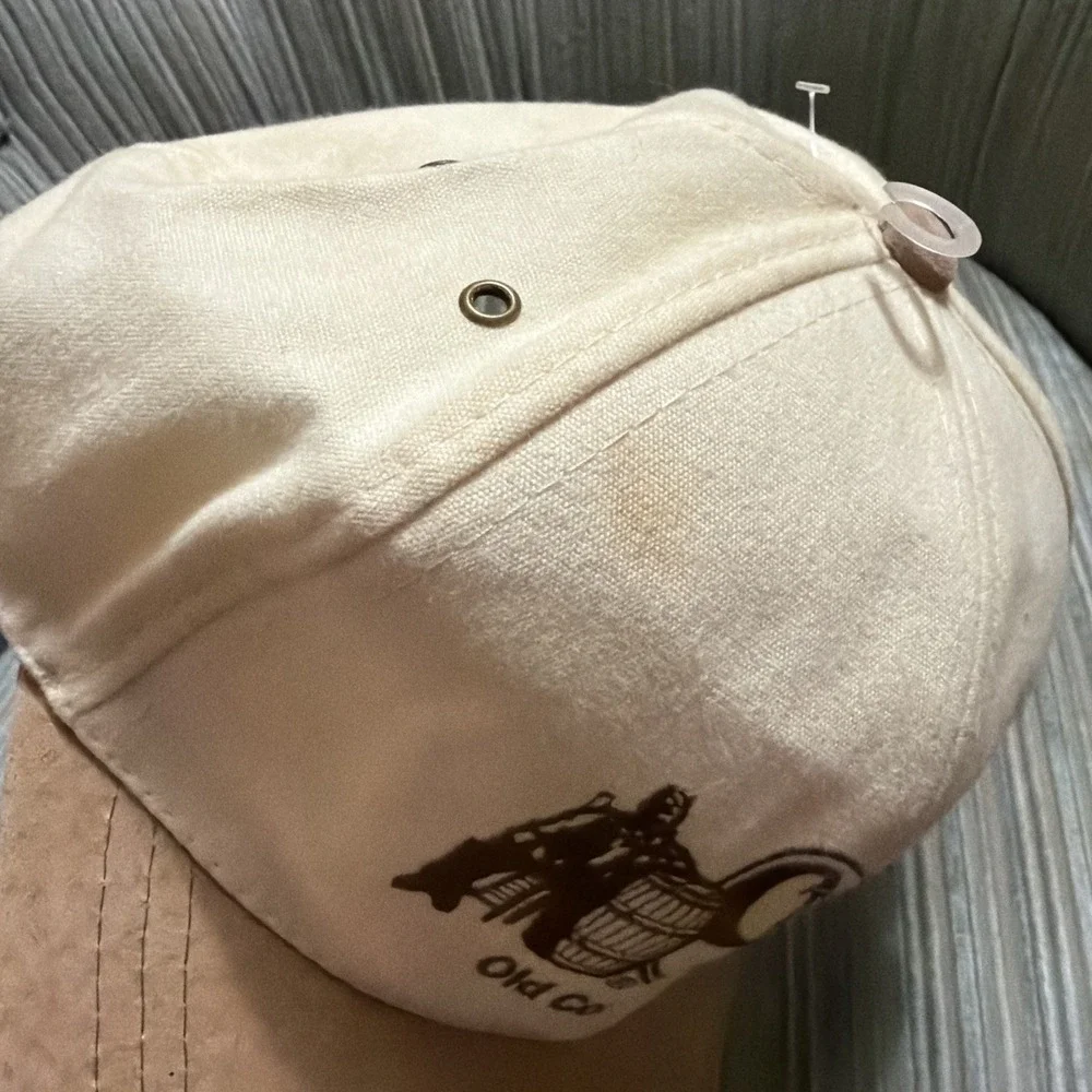 Cap Cracker Barrel Strapback Hat Baseball Lt Tan Leather Brim JJ Of Dallas VTG